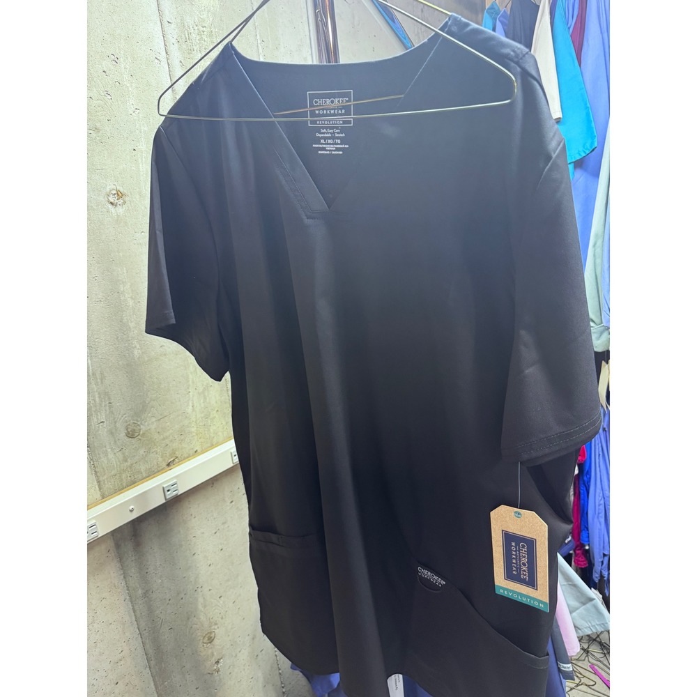 Cherokee Workwear Revolution V-Neck Scrub Top Black WW620 XL NWT